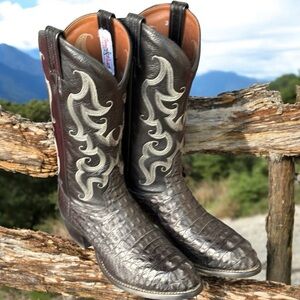 Exotic Tony Lama Cowboy Boots Made with Hornback Caimen Leather